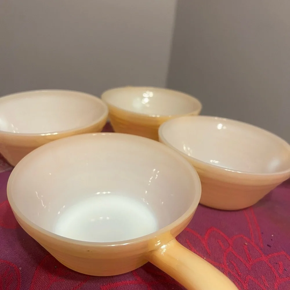 Fire King Anchor Hocking Vintage 50’s Peach Luster Beehive Bowls x 4 NEW!